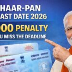 Aadhaar PAN link last date 2026 update showing ₹1000 penalty deadline with Narendra Modi and Aadhaar PAN cards