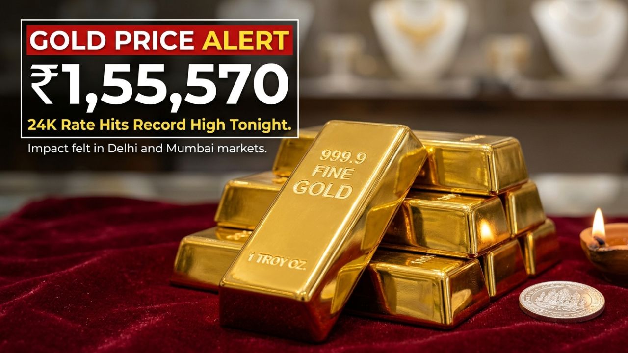 Gold Price Alert: 24K Rate Hits ₹1,55,570 in Delhi and Mumbai Tonight