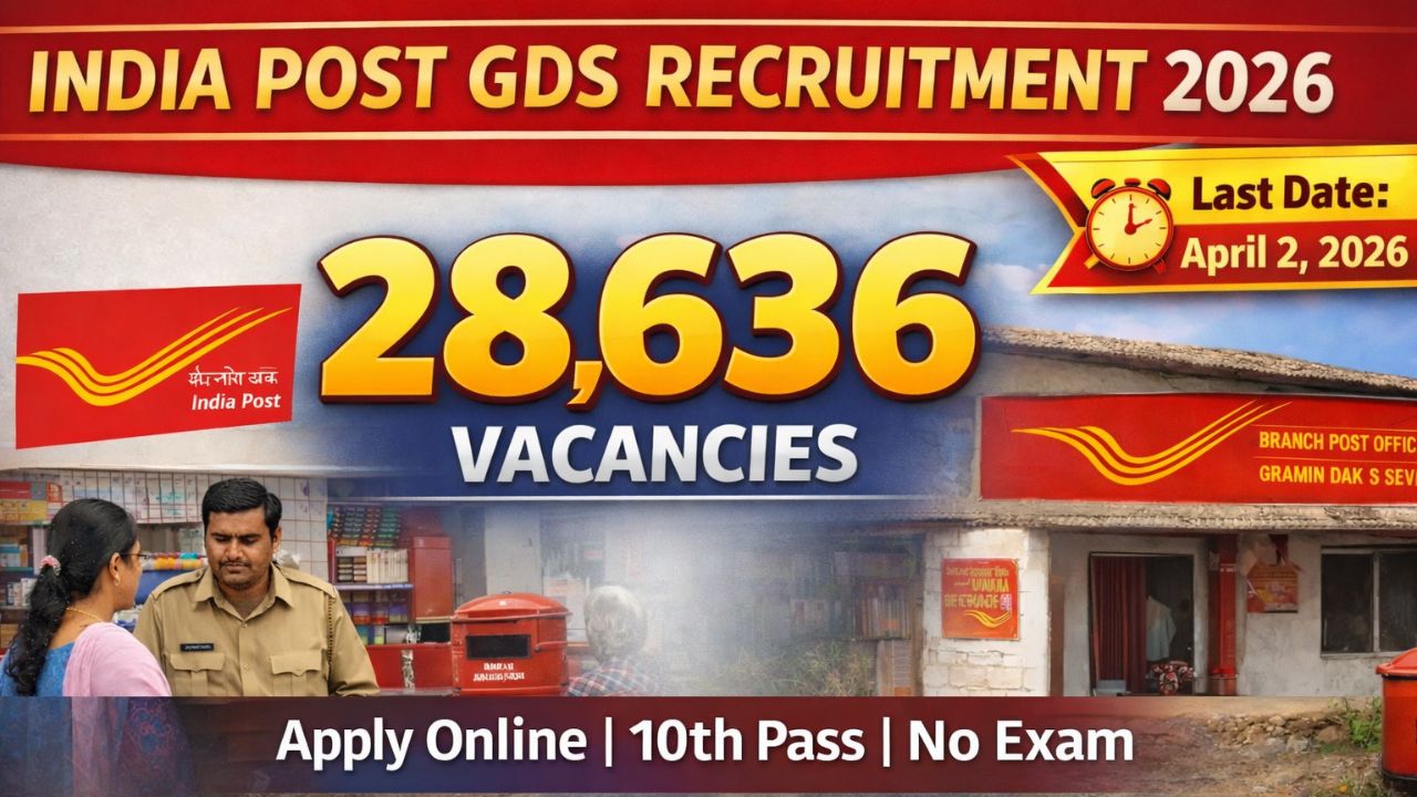 India Post GDS recruitment 2026 for 28636 vacancies 10th pass no exam merit based selection