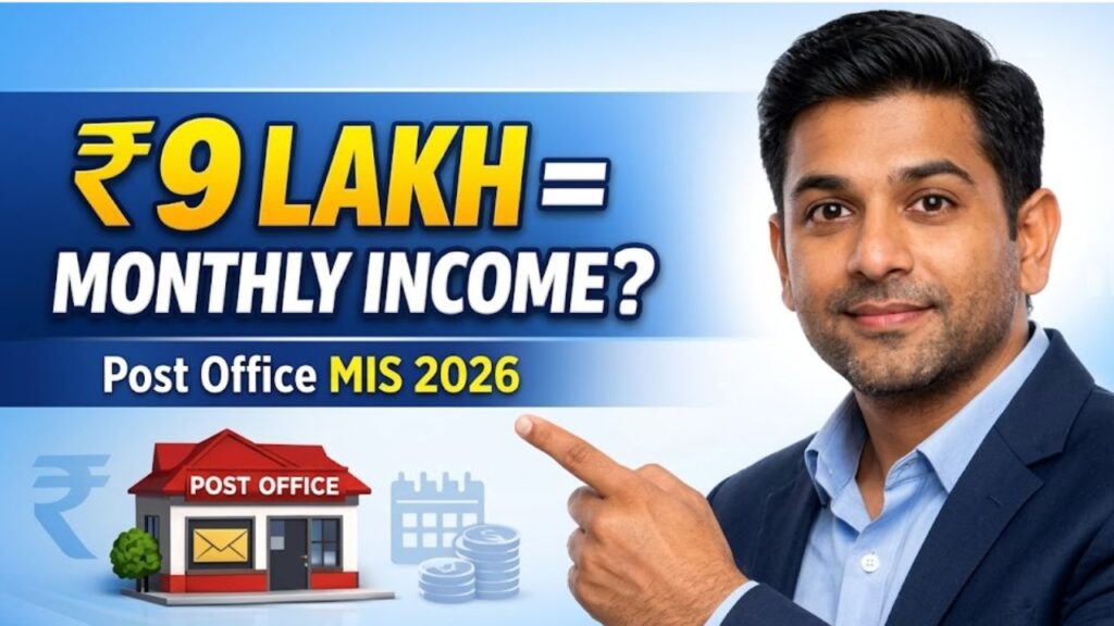 A table showing monthly interest for ₹9 Lakh and ₹15 Lakh investment in Post Office MIS 2026.