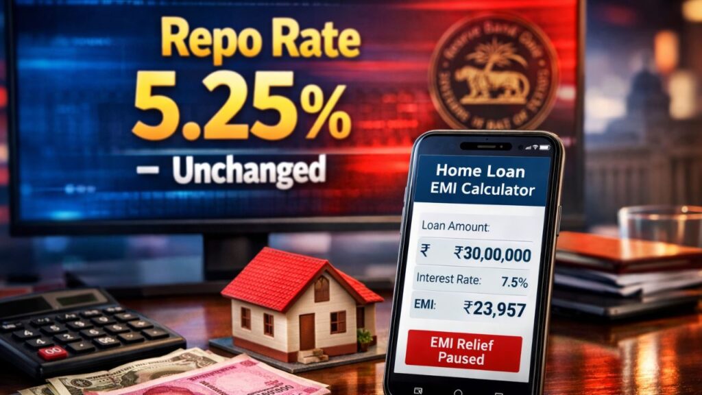 RBI Holds Repo Rate at 5.25% in April 2026: Your EMI Will Not Change Now RBI holds repo rate at 5.25 percent on April 8 2026 meaning home loan EMI stays same for all borrowers