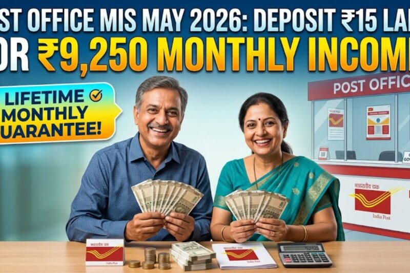 Post Office passbook showing 7.4% interest rate and ₹9,250 monthly credit