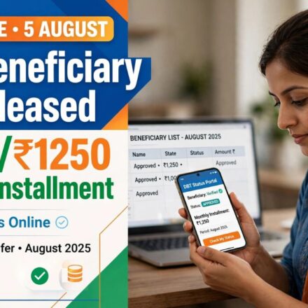 Indian woman holding smartphone displaying DBT payment success notification