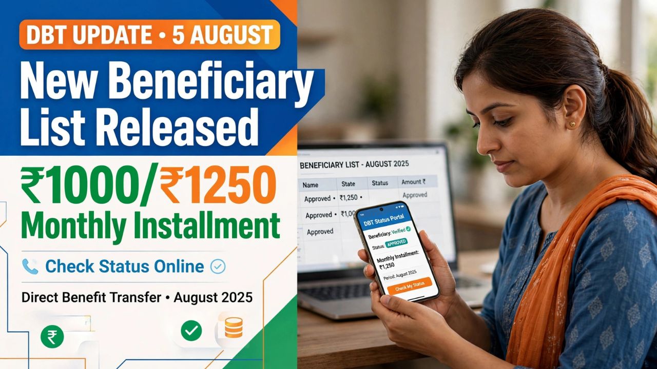Indian woman holding smartphone displaying DBT payment success notification