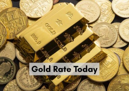 Gold biscuits and Indian gold jewelry with price update notification tag