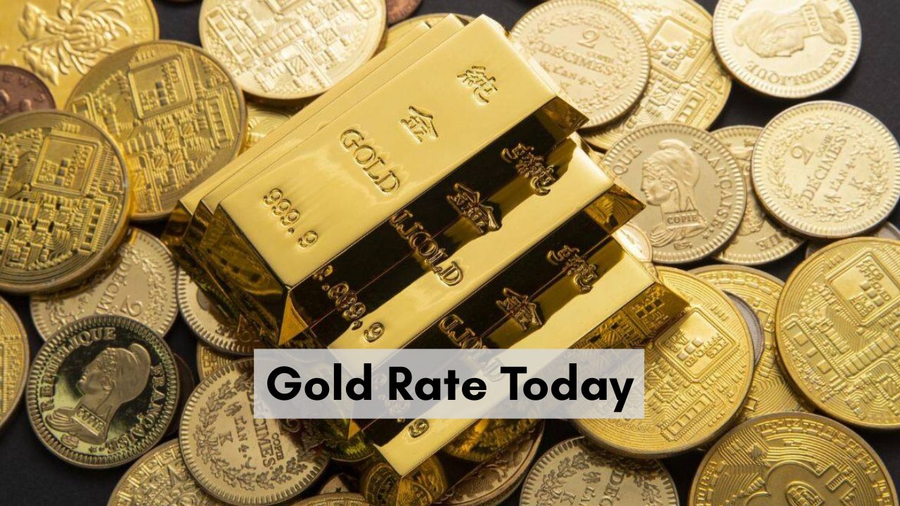 Gold biscuits and Indian gold jewelry with price update notification tag