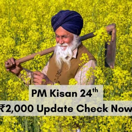 Indian farmer holding smartphone with PM Kisan payment status on screen