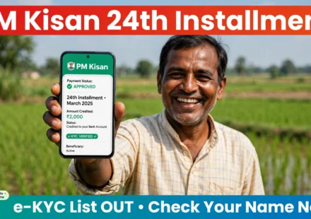 Indian farmer checking PM Kisan beneficiary status on mobile phone